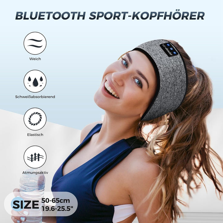 LC-dolida Schlafkopfhörer Bluetooth 5.4, Schlaf Stirnband Kopfhörer Headband Schlafmaske, Sportskopf