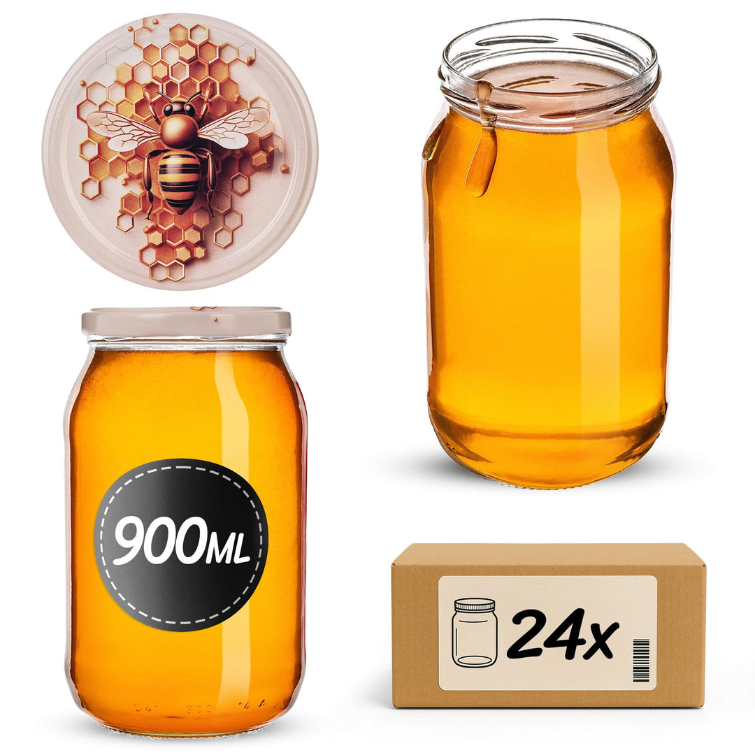 KADAX Einmachgläser 900ml TO82, Grosse Sturzgläser mit Schraubdeckel, Einkochgläser Fermentierglas f