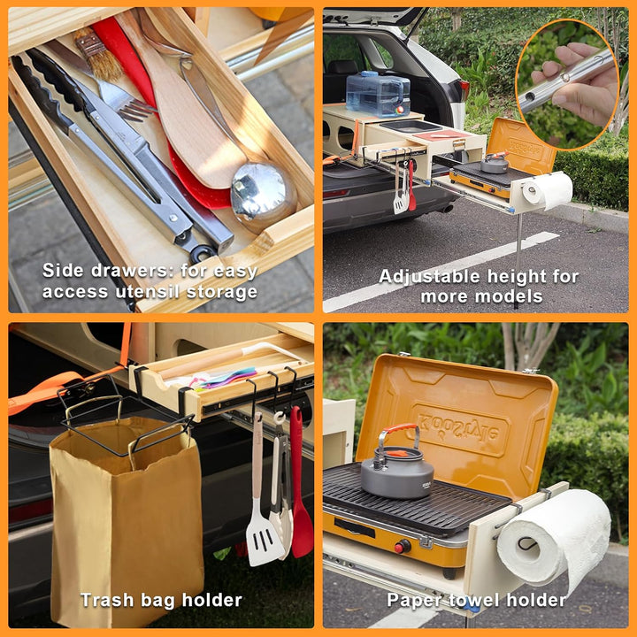 Overland Campingbox für Auto, Klappbare Campingküche mit Spüle, küchenbox Camping, Stauraum und Plat