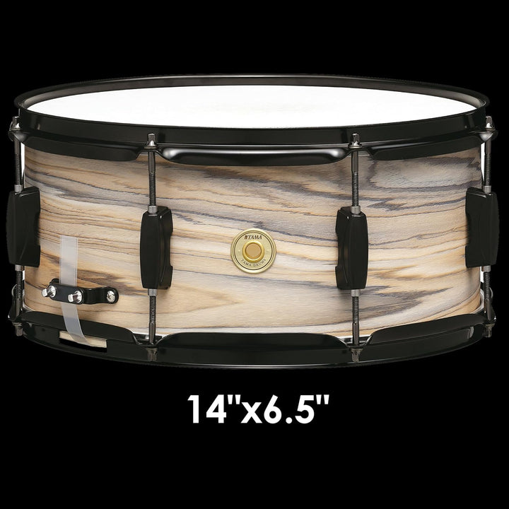 TAMA WP1465BK-NZW Snare Drum - 6.5" x 14" - Natural Zebra Wood