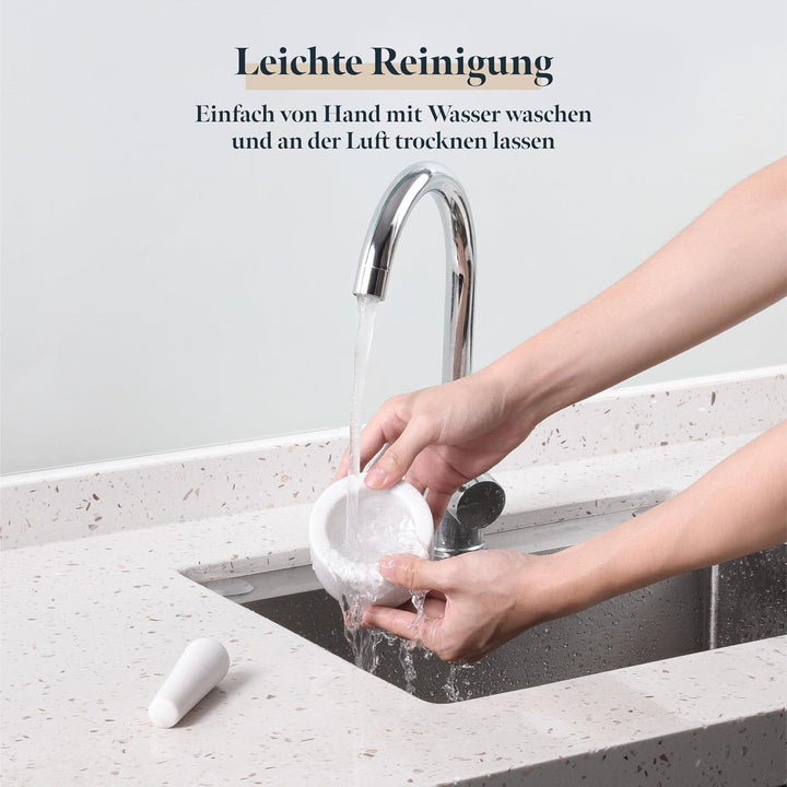 Gourmeo Mörser mit Stössel Set aus Marmor - 8,5 x 8,5 x H6cm - 200ml Mörser mit Stössel klein - Mort