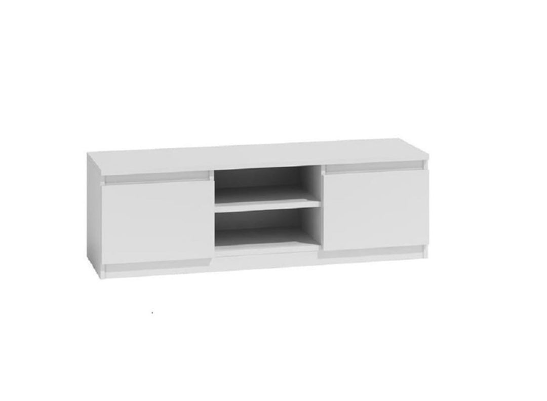 VBChome TV-Schrank 140 x 40 x 36 cm Weiss Griffelose Tv-Regal Fernsehtisch mit 2 Türen Holz Mehrzwec