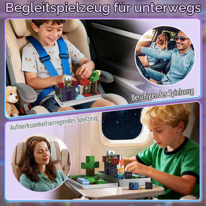 Magnetische Bausteine 45 Teile Reiseset - Tragbarer Eisern Koffer für Magische Waldabenteuer unterwe