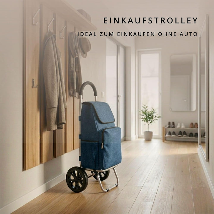 Einkaufstrolley klappbar mit Kühlfach, Einkaufshilfe Aluminium leicht, Einkaufswagen Shopper Trolley