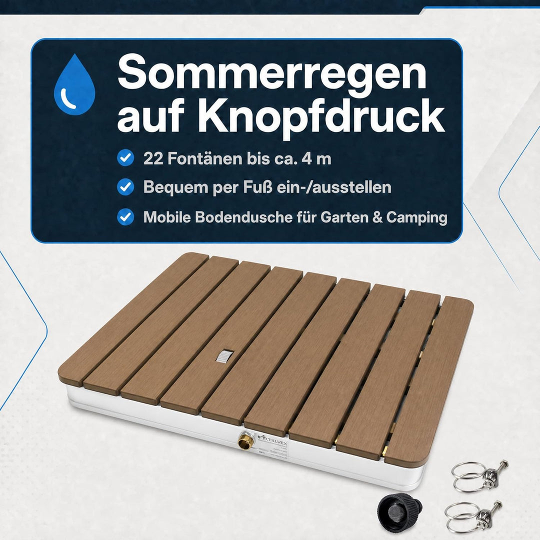 @tec Gartendusche Aussendusche aus WPC, im Holz Look, Mobile Bodendusche Campingdusche, Sauna- & Poo