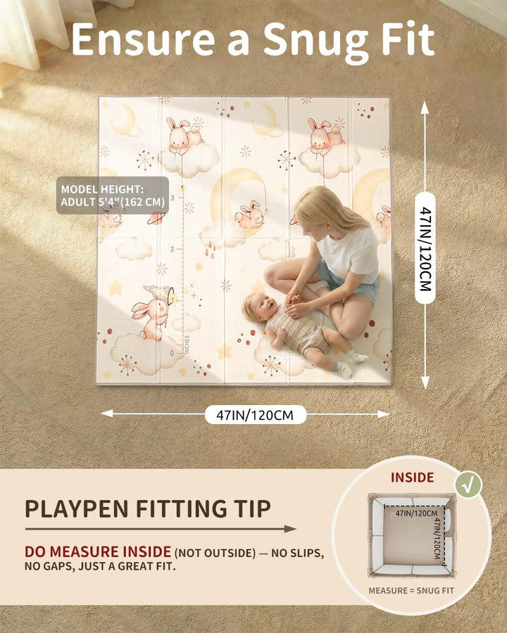 Joypony Krabbelmatte Baby, 120x120 CM Faltbare Spielmatte, Wasserdicht & Rutschfest, Baby Play Mat m