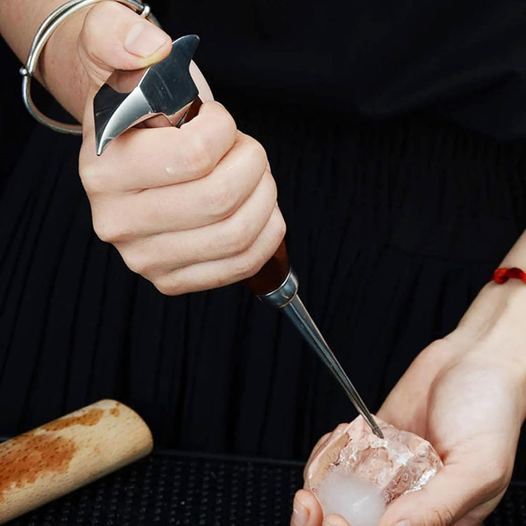 Premium 6,7 "Edelstahl -Eiswahl mit Ergonomischem Holzgriff für Küchenbalken - Ideal für Eiswürfel,