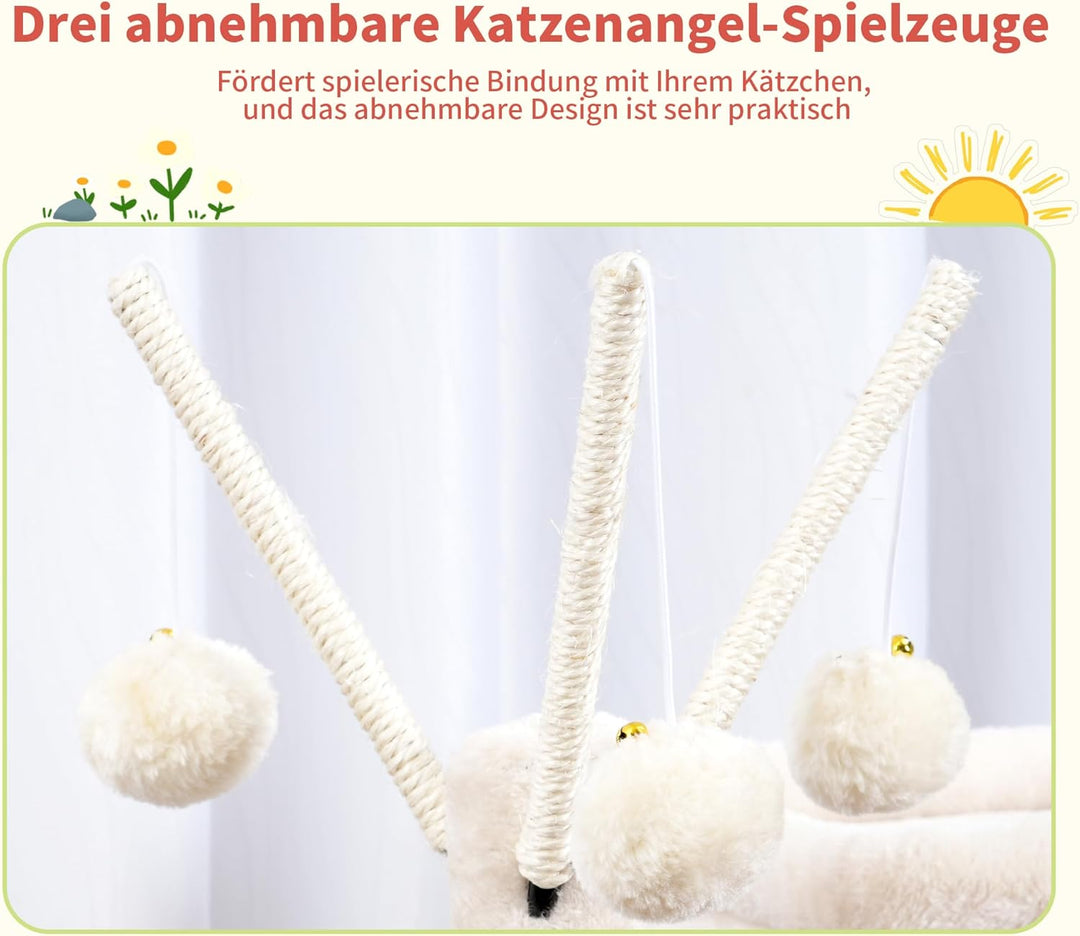 Hey-brother Kratzbaum, 105 cm klein stabil Katzenbaum mit abnehmbaren Spielzeugen, Höhle, 1 Plattfor