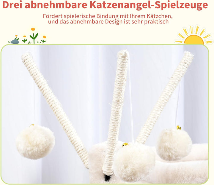Hey-brother Kratzbaum, 105 cm klein stabil Katzenbaum mit abnehmbaren Spielzeugen, Höhle, 1 Plattfor