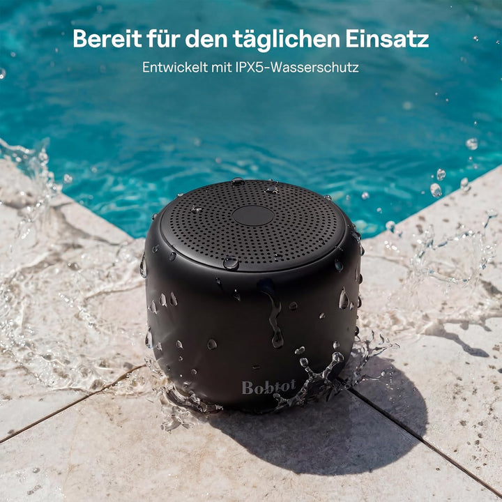 Bobtot Tragbarer Bluetooth-Lautsprecher, kabelloser wasserdichter Lautsprecher mit lautem Stereo-Sou
