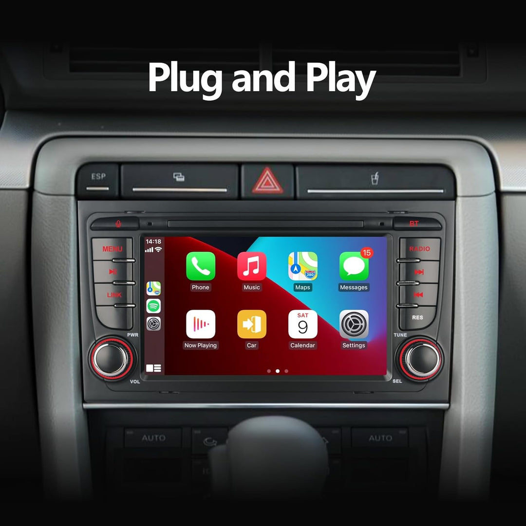 YZKONG Autoradio für Audi A4 S4 RS4 2003-2012 kompatibel mit dem drahtlosen Carplay Android Auto, 7