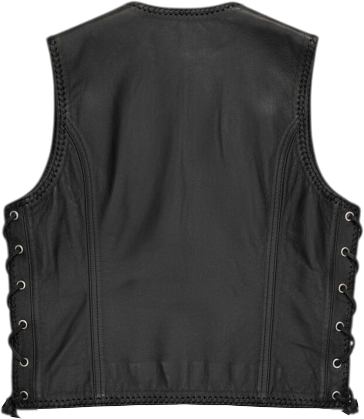 Kinder Lederweste mit conchos, seiten geschnürt XS Schwarz, XS Schwarz