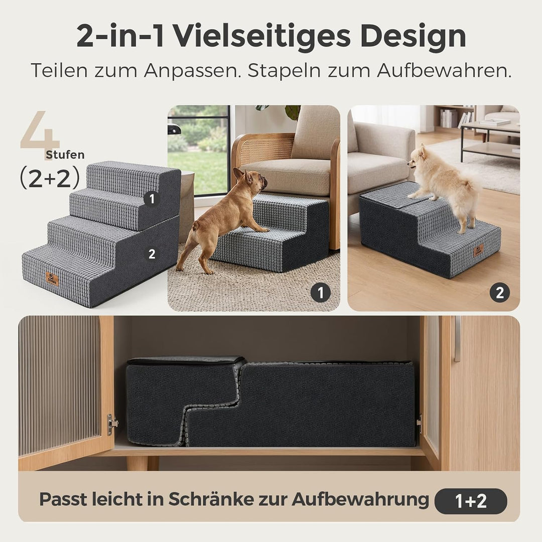 Sytopia Hundetreppe 4 Stufen, 45,7 cm hoch, bis 35 kg, Haustiertreppe für kleine/mittelgrosse Hunde