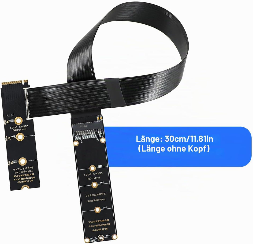eMagTech NGFF M-Key NVME Stecker auf Buchse PCI-E 4.0 Verlängerungskabel für Motherboard SSD 2230 22
