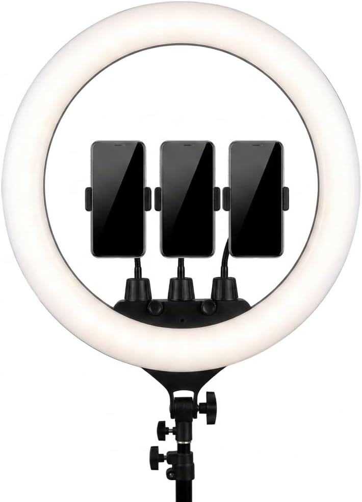 Luminate 56cm / 22 Zoll Ringlicht mit Stativ für professionelle, grossflächige Beleuchtung, Werbevid
