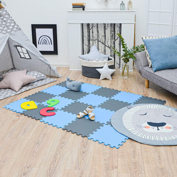 LittleTom 18 Teile Spielmatte Baby ab Null - 30x30 Schaumstoff Puzzlematte Kinder Isomatte Baby Spie