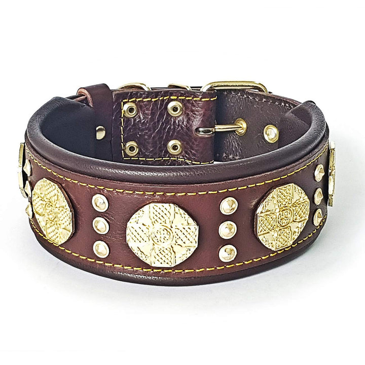 Bestia "Maximus Echtleder Hundehalsband für grosse Hunde. 100% Leder. Weich gepolstert. 6,3 cm breit