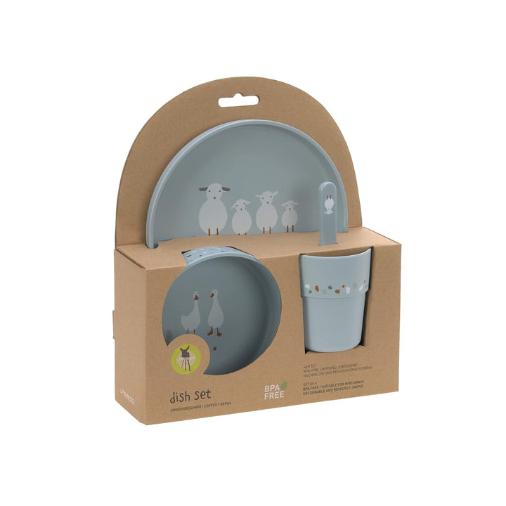 LÄSSIG Kindergeschirr Set (Teller, Becher, Schälchen, Löffel) ohne , BPA-frei, für Spülmaschine und