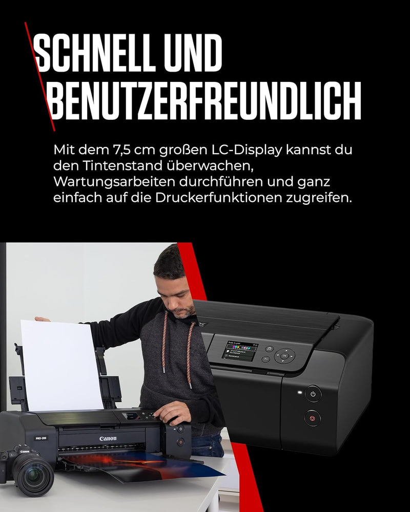 Canon PIXMA PRO-200 Farbtintenstrahldrucker Fotodrucker DIN A3+ (Hochglanzdruck, WLAN, USB 2.0, WiFi