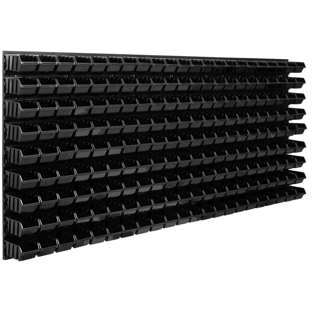 Lagersystem Werkstattregal | 172 x 78 cm | 198 stck. Box | Wandregal mit Stapelboxen - Wandplatten E