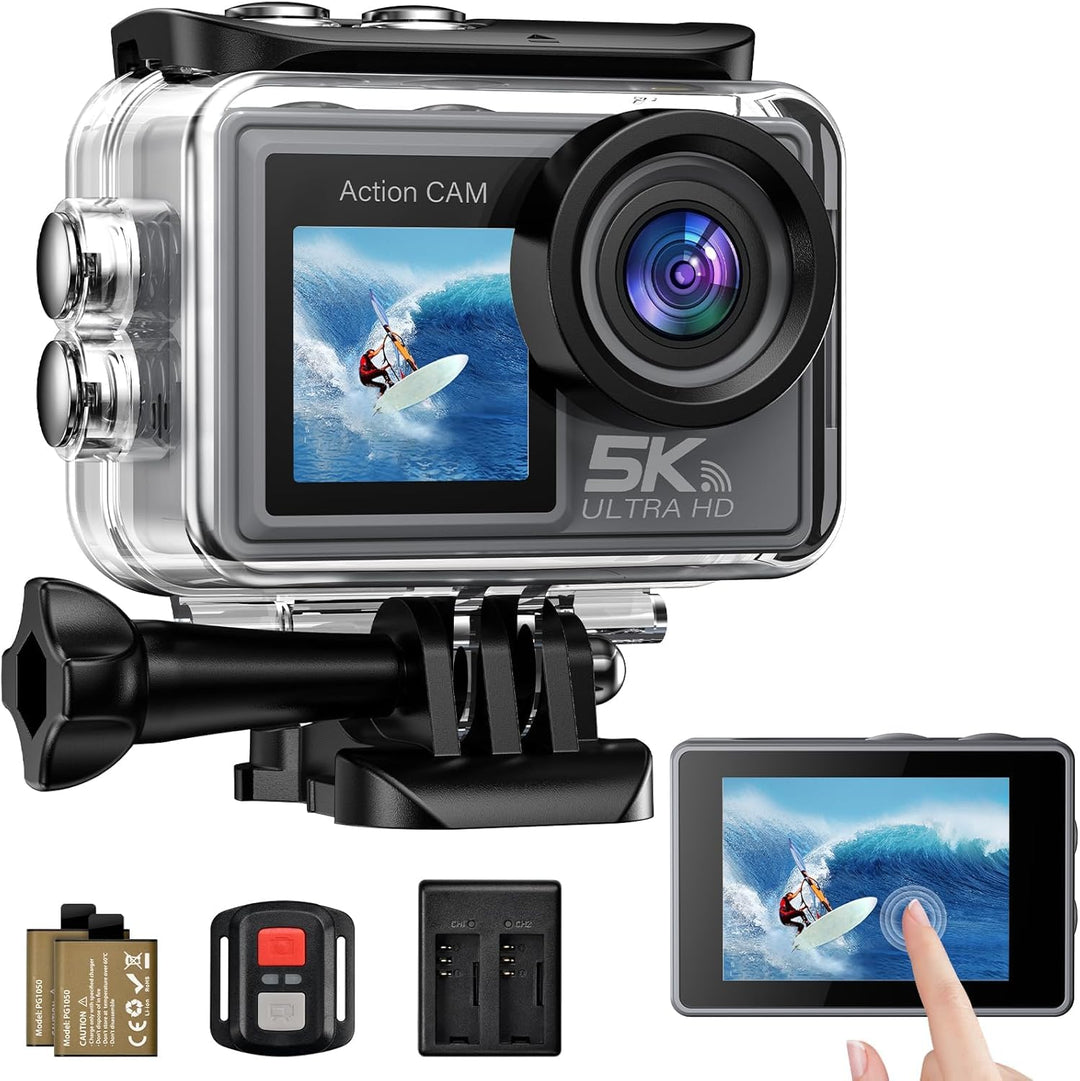Action Cam 5K 4K60FPS, 50MP 30M/98FT wasserdichte Unterwasserkamera mit EIS, WiFi, 170° Ultra-Weitwi