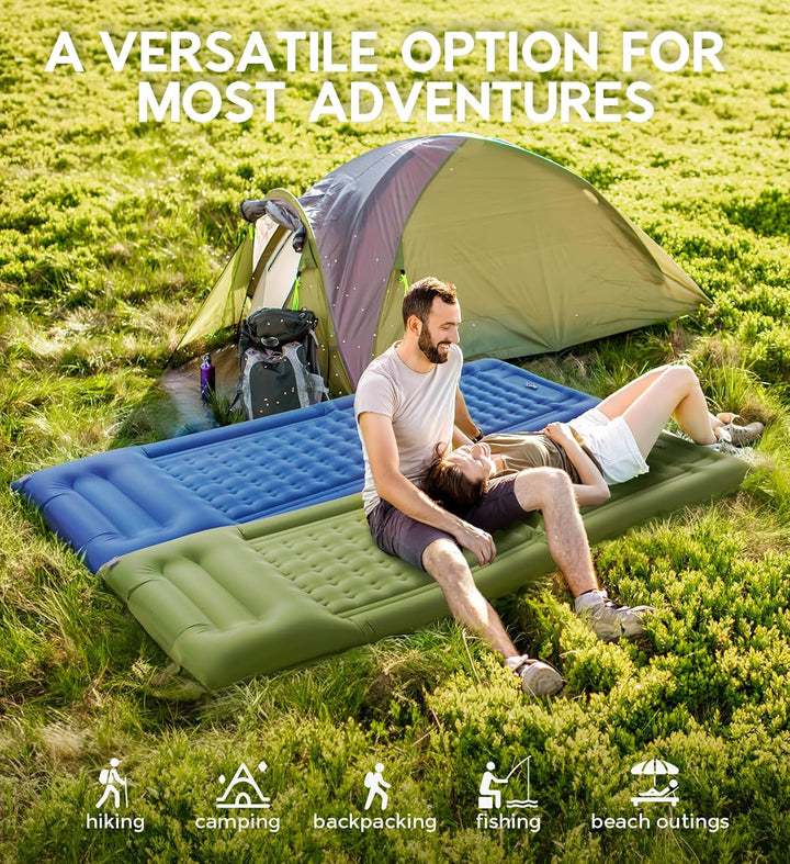 Luftmatratze Camping Matratze 12CM mit Fusspumpe Isomatte Camping mit Integrierten Kopfkissen für Ca