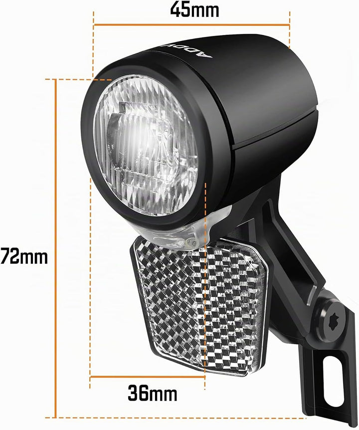 E-Bike Frontlicht 40 Lux Nova E40– LED Fahrradlampe mit 6–48V DC, StVZO &amp; ECE zugelassen, IP65 wasse