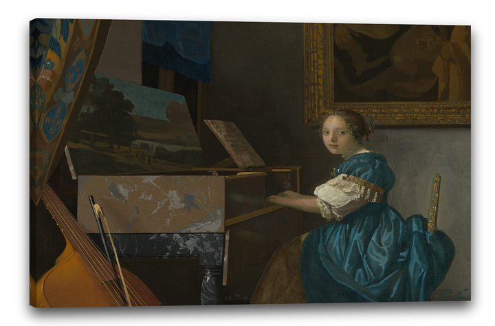 Printed Paintings Leinwand (60x80cm): Jan Vermeer - Sitzende Virginalspielerin (1672) 60x80 cm, 60x8
