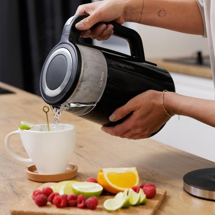 Elektrischer Wasserkocher mit Temperaturanzeige Glas 1,7L 2200W Touchscreen-Bedienfeld Warmhaltefunk