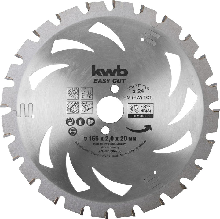 kwb Kreissägeblatt 165 x 20 mm, Made in Germany, leichtgängig, speziell für Akkumaschinen, Universal