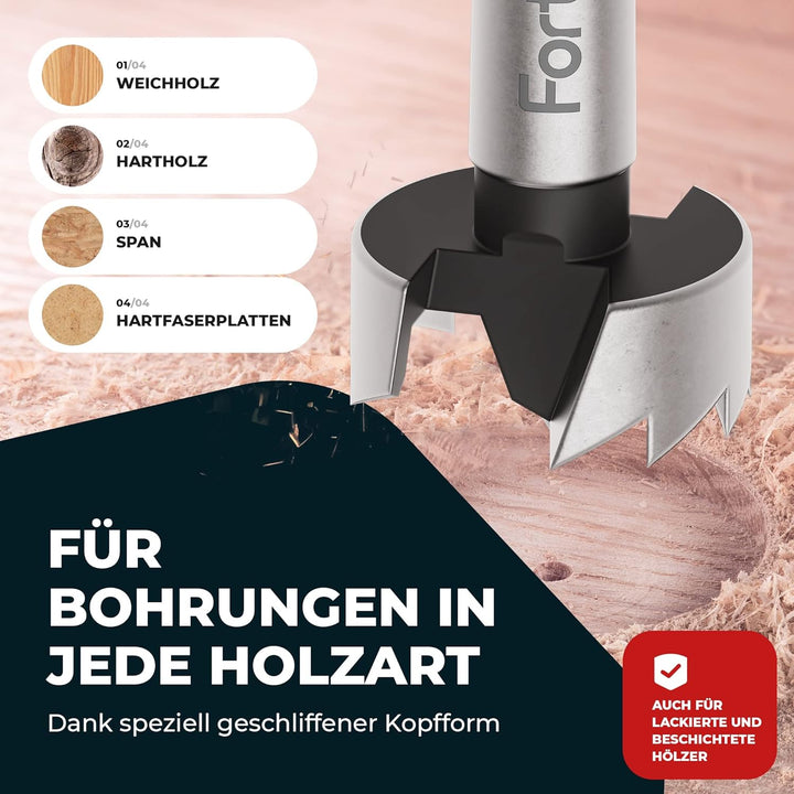 Fortura Forstnerbohrer set Ø10-50mm / Holzbohrer/Forstnerbohrer/Holzbohrer set/Lochbohrer/Bohrer set