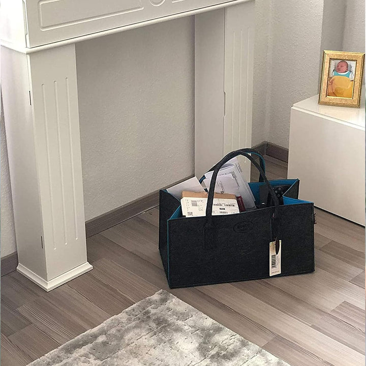 RAIKOU NEU Filztasche Shopper Holzkorb Einkaufstasche Henkeltasche Zeitungskorb Stabile Kaminholztas