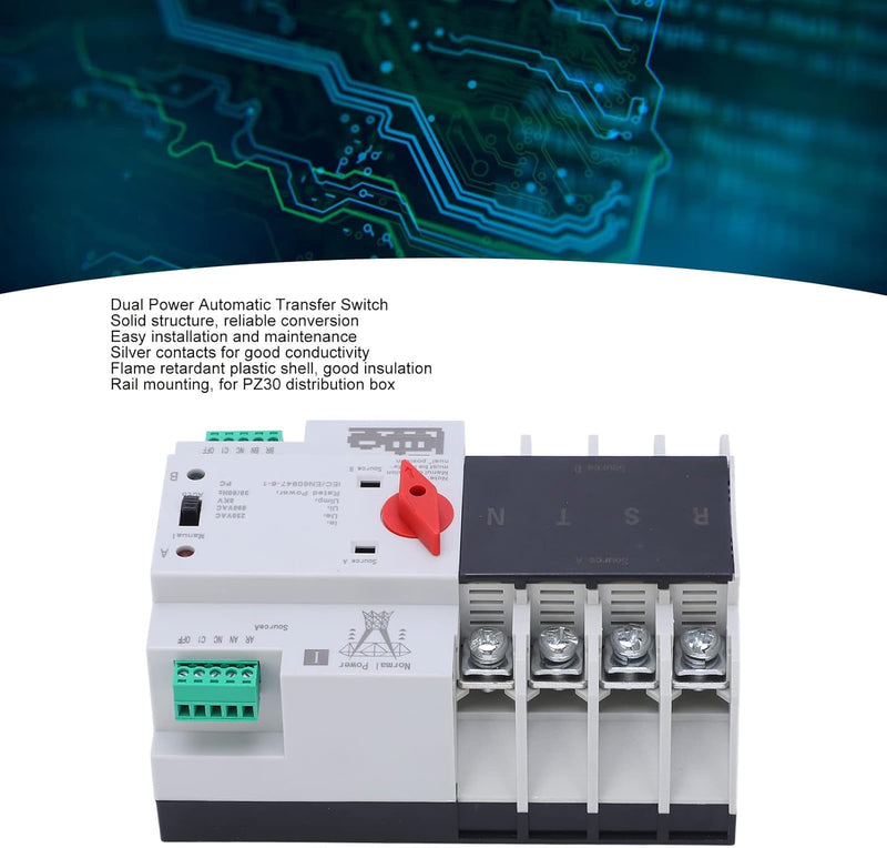 4P Dual Power Automatic Transfer Switch Unterbrechungsfreier Transferschalter AC230V(100A), 100A