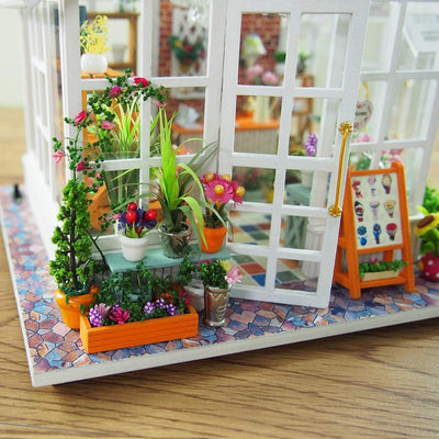 GuDoQi DIY Puppenhaus Miniatur Kit, 3D Hölzernes Puppenhaus Bausatz mit Möbeln und Musik und LED-Lic