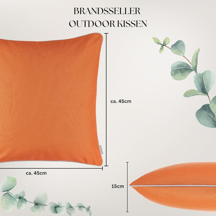 Brandsseller Kissen 4er-Set 45x45cm Outdoor Garten Dekokissen mit Paspel - Garngefärbt Uni Schmutz-