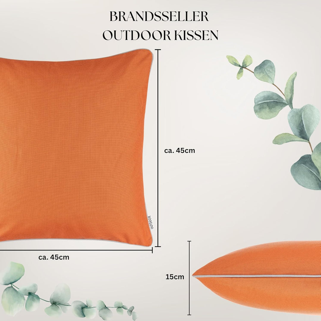 Brandsseller Kissen 2er-Set 45x45cm Outdoor Garten Dekokissen mit Paspel - Garngefärbt Uni Schmutz-