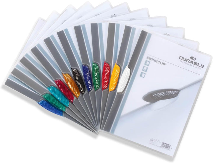 Durable Klemm-Mappe Swingclip, aus PP, bis zu 30 Blatt A4, sortiert, 25er Packung, 226000 farbig sor