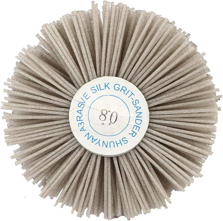 sourcing map 6mm Schaft 82mm D. Kopf 80 Körnung Schleifmittel Nylon Radbürste Schleifwerkzeug