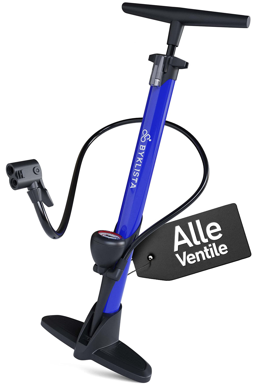 BYKLISTA Fahrradpumpe alle Ventile | Grosses Manometer 12 Bar + extra Ventiladapter | Gratis eBook |