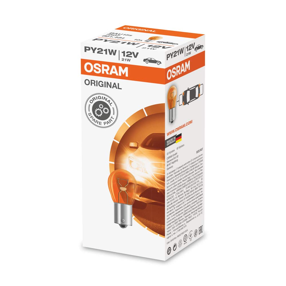 10 x OSRAM 581 PY21W BAU15S bernsteinfarbene Blinkerlampe 12 V 21 W 7507