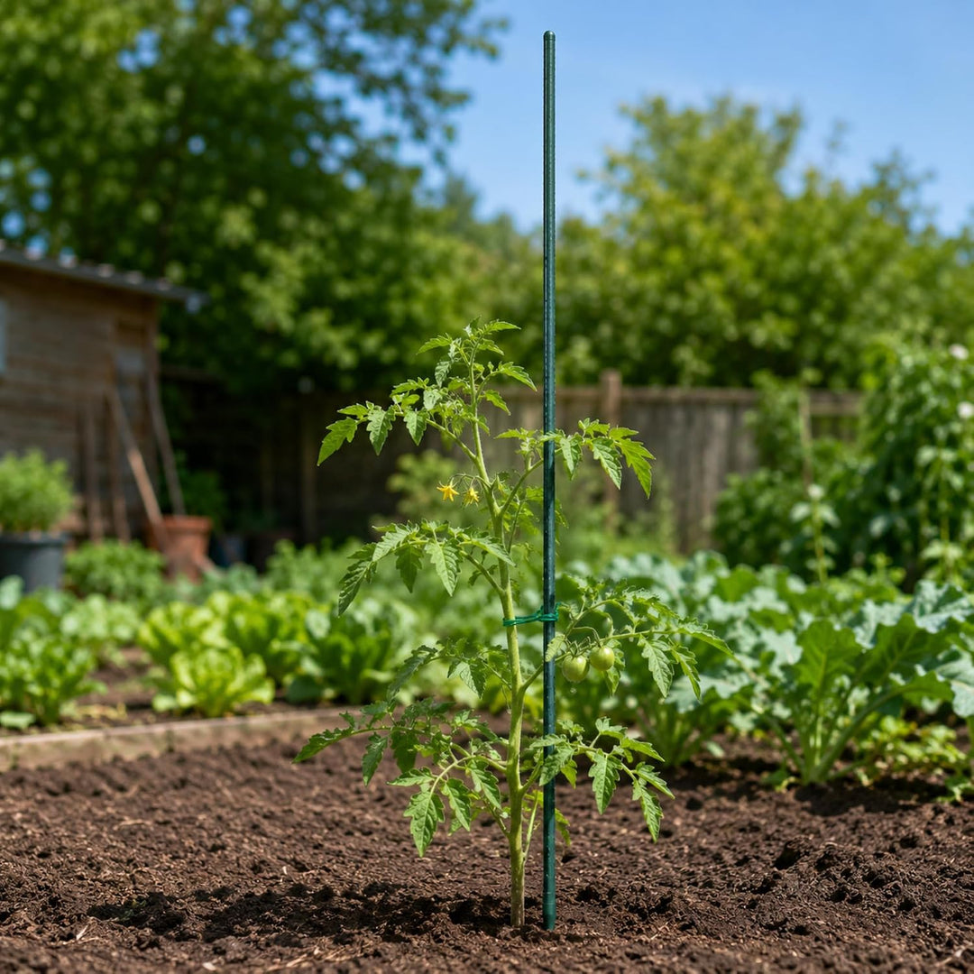 KADAX Blumenstütze aus Stahl 10 Stück, 120cm x 16mm Beschichtete Pflanzstab, Pflanzen-Rankstab, wett