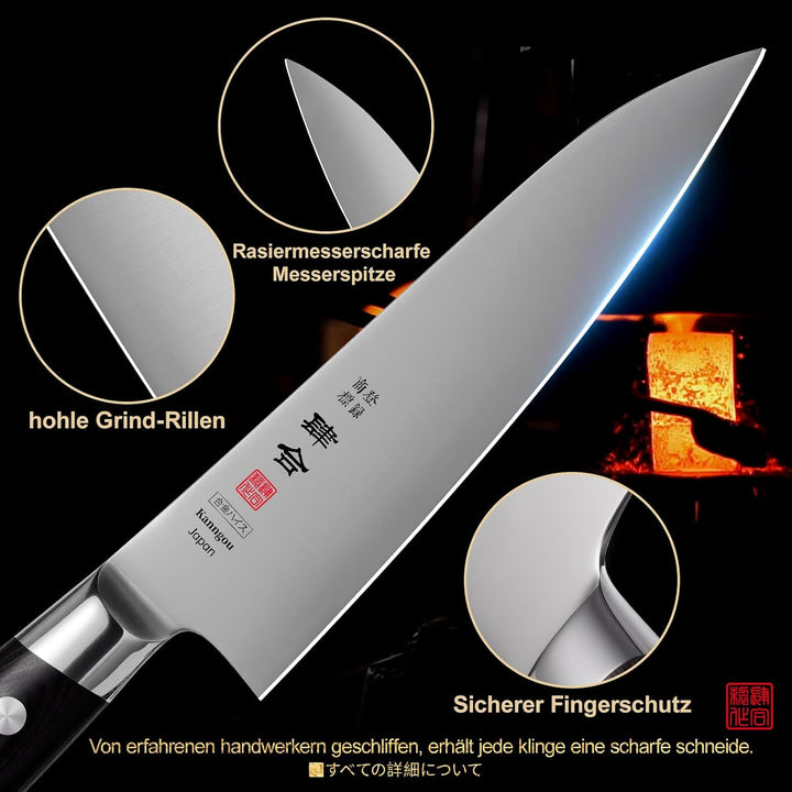 kanngou Classic. Japanisches Messer aus AUS-8 Stahl mit Kompletter Räuchergriff (Paring Knife, 13.5