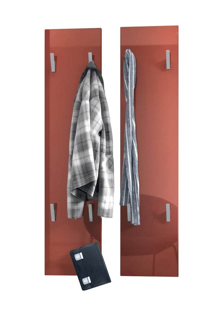 Vladon Wandpaneel 120, Garderobenpaneel bestehend aus 2 Paneelen, Bordeaux Hochglanz (je 28 x 120 x