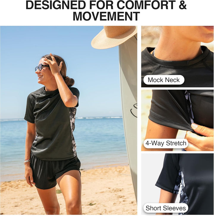 Kanu Surf Breeze Damen Rashguard & Workout Top mit LSF 50+, kurzärmelig M Eden Black, M Eden Black