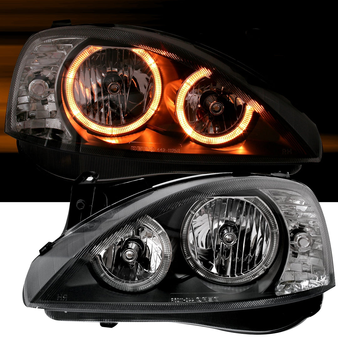 AD Tuning GmbH & Co. KG DEPO Angel Eyes Scheinwerfer Klarglas Schwarz mit Standlichtringe