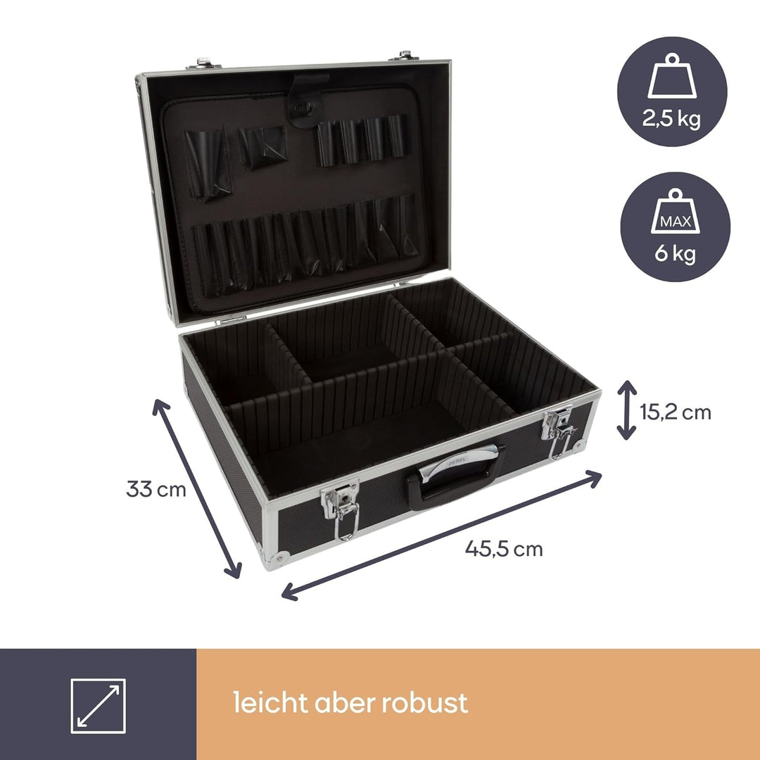 PEREL - 1819-N Aluminiumkoffer Werkzeugkoffer in Schwarz - 138953
