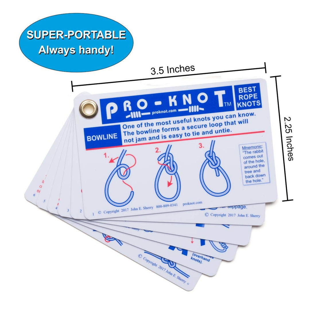 Knot Tying Kit | Pro-Knot Best Rope Knot Cards, two practice cords and a carabiner, Ringeinband