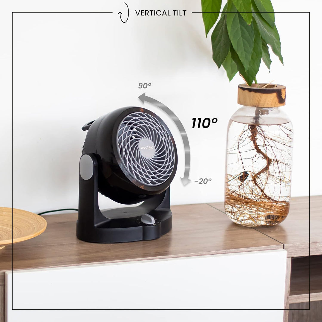 Iris Ohyama Woozoo, Leiser, leistungsstarker & tragbarer Tischventilator, 13m², Reichweite 13m, Vert