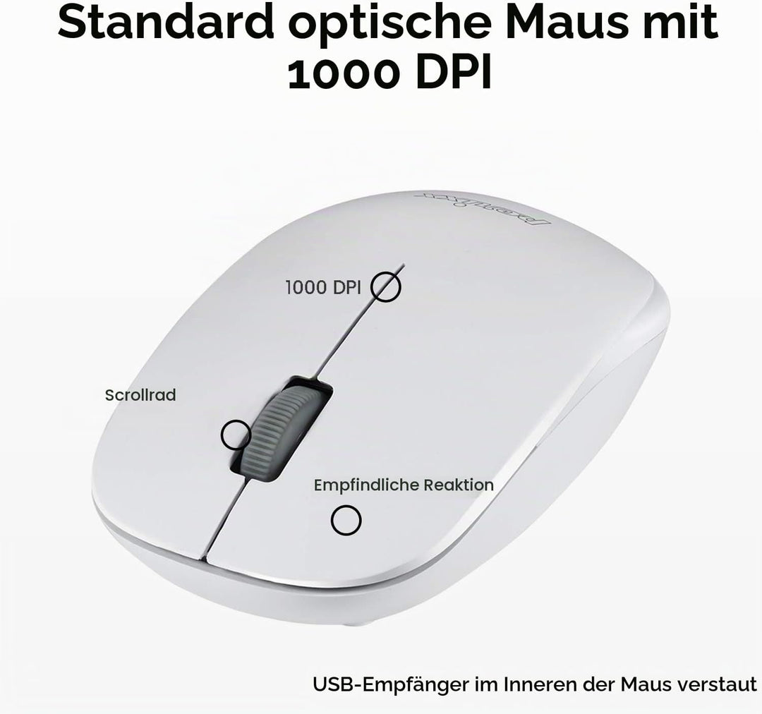 Perixx Periduo-712 Mini-Set Wireless-Tastatur und Maus, leicht und klein - Schwarz/Rot Español QWERT
