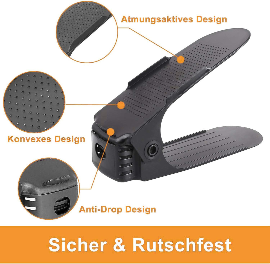 Froadp 20 Stück Einstellbare Schuhregale rutschfest Schuhhalter 3 Höhenverstellbar PP Doppelschicht